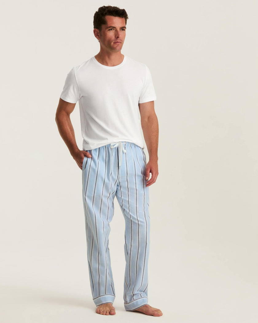 Men's Twill Pajama Pants in Coastal Stripe
