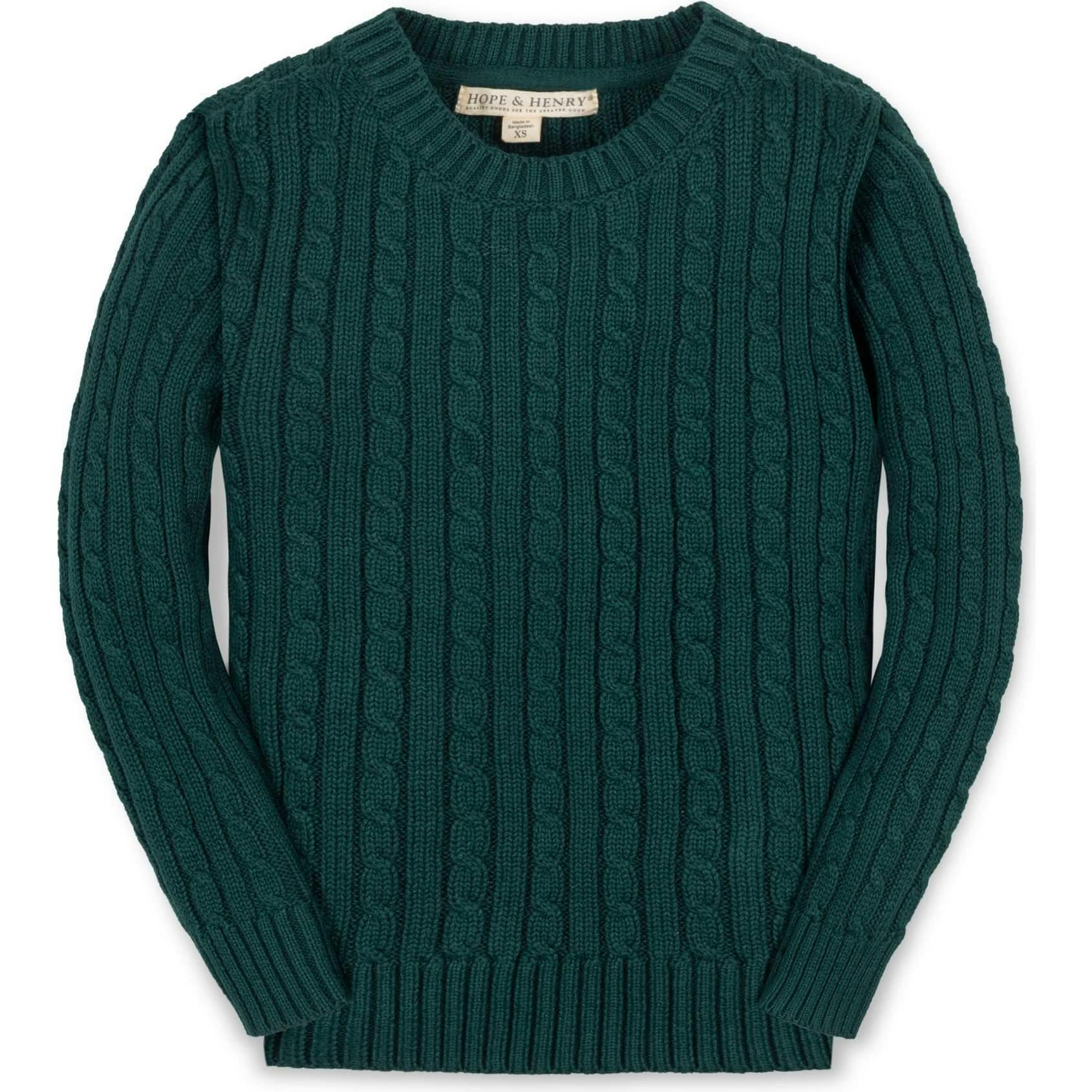 Baby Organic Cable Crewneck Pullover Sweater, Green