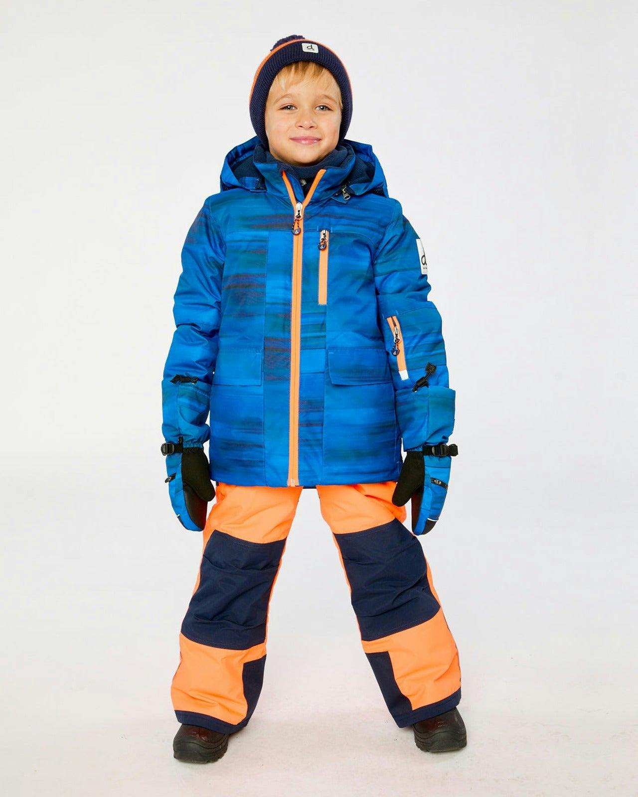 Two Piece Play Snowsuit Navy Blue and Orange with Orange Pants
