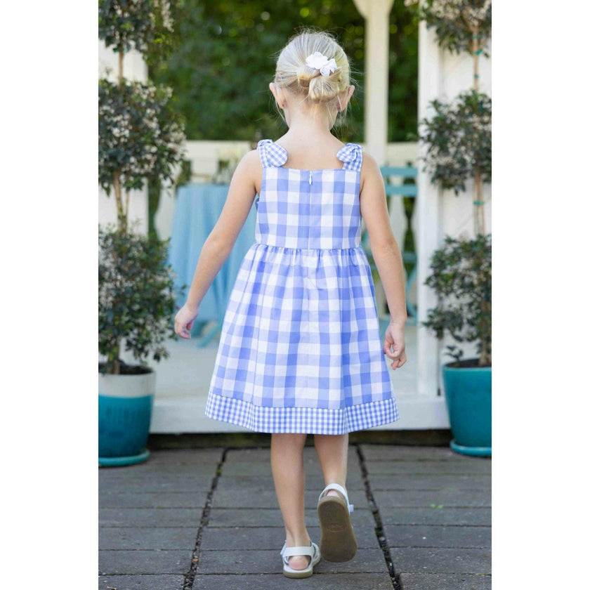Gingham Dress With Flower Cherries