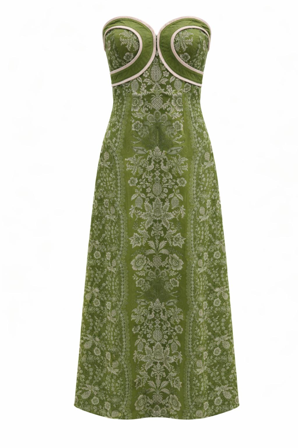 Hayden Green Ivory Lace Strapless Midi Dress