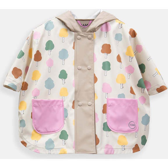 Tree Print Rain Hooded Poncho