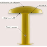 Suillius 11" Contemporary Bohemian Rechargeable/Cordless Iron Integrated LED Mushroom Table Lamp
