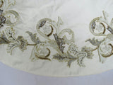 Hand Beaded Imperial Design Large Silk Cream Christmas Tree Skirt 60"