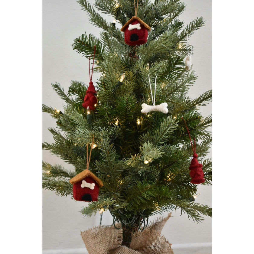 9 Piece Themed Christmas Decoration Set for Table Top Trees In Hand Felted Wool
