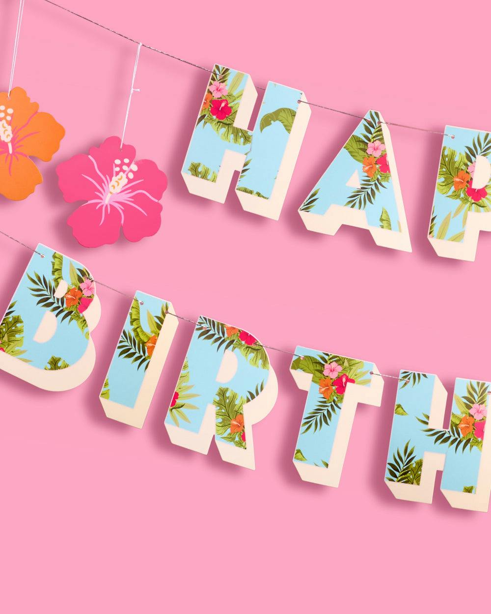 Tropical Birthday Banner - matte colorful banner