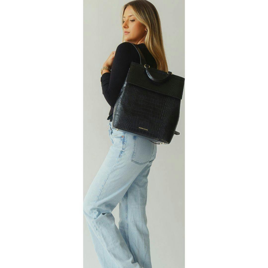 Women's Vegan Leather Padded Laptop Sleeve Backpack