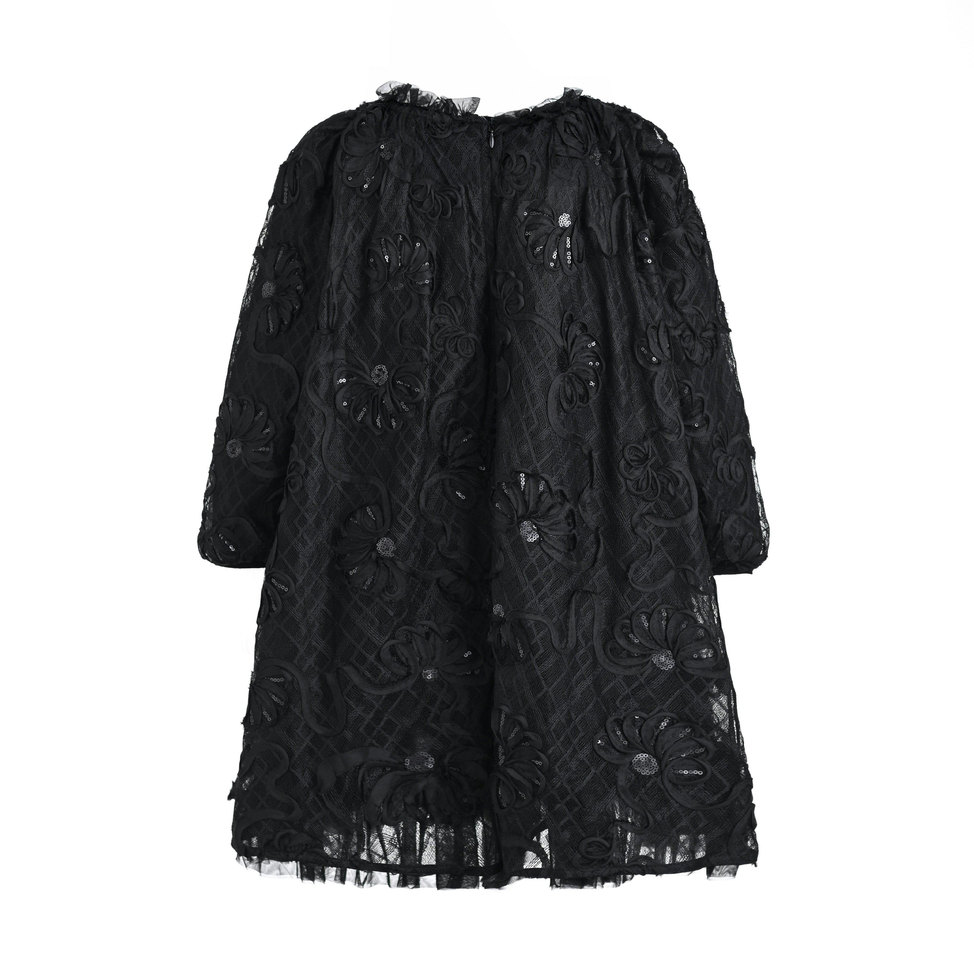 Black Lace Long-Sleeve Dress