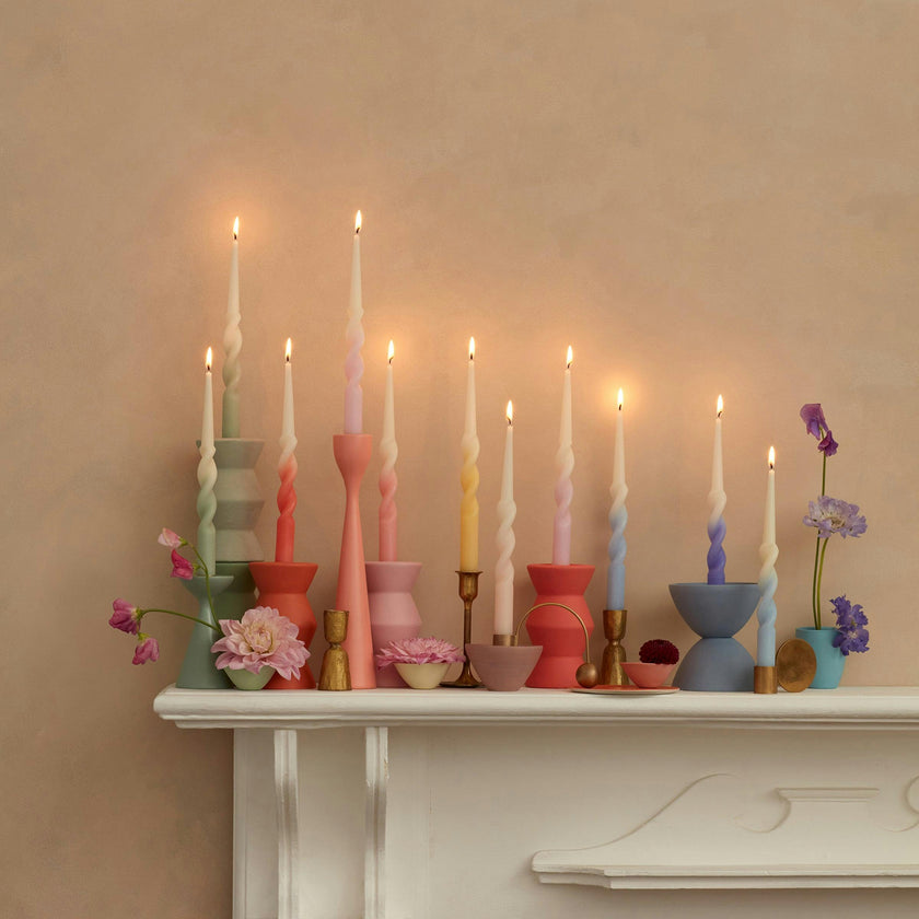 Rainbow Twisted Table Candles
