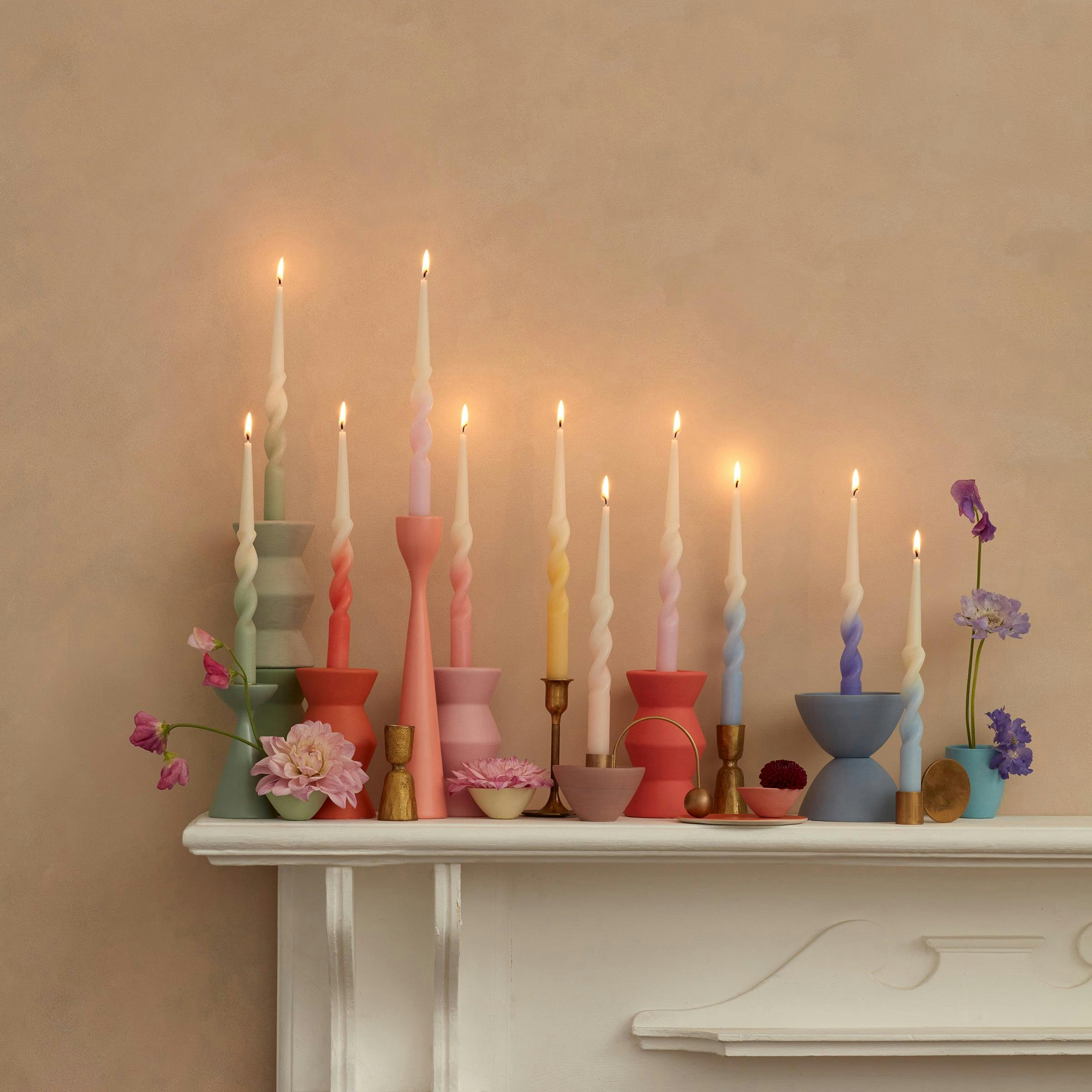 Rainbow Twisted Table Candles