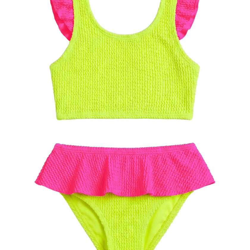 Daisy Toddler Crinkle Ruffle Bikini - Lime