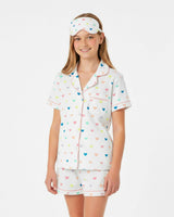 Organic Polo Pajama Set with Shorts [Rainbow Hearts]
