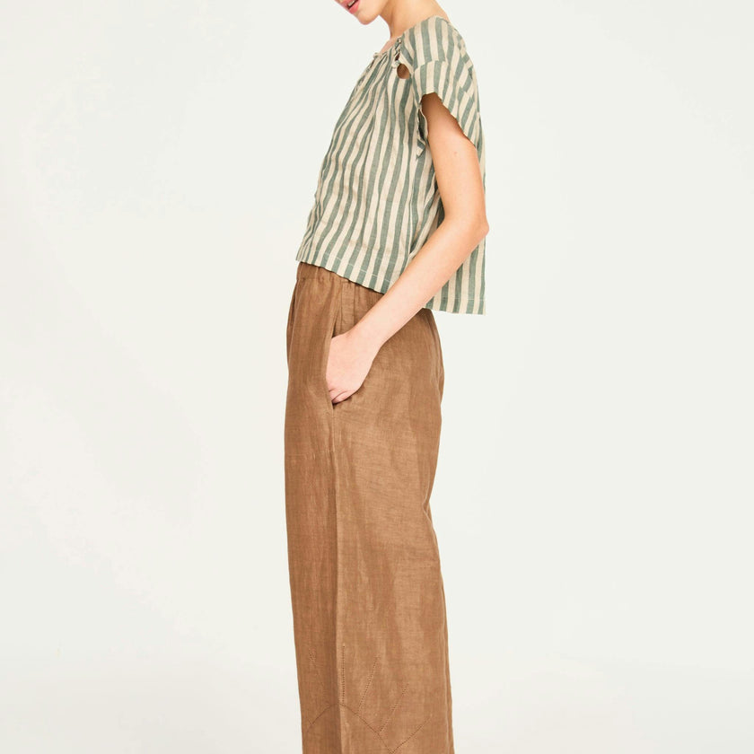 Mirth Pant in Brownie Linen