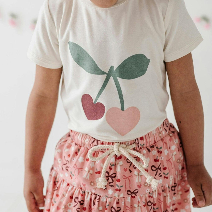 Girl's Short Sleeve Tee Cherries