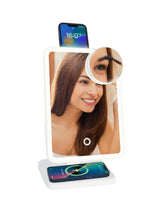 Glam Studio Vanity Mirror and Bluetooth Speaker-White