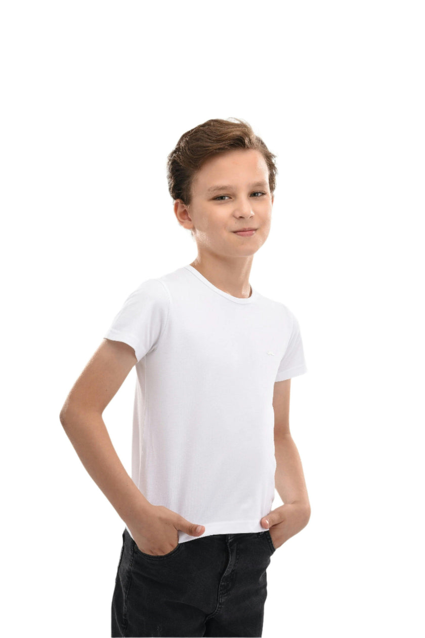White Solid Cotton T-Shirt