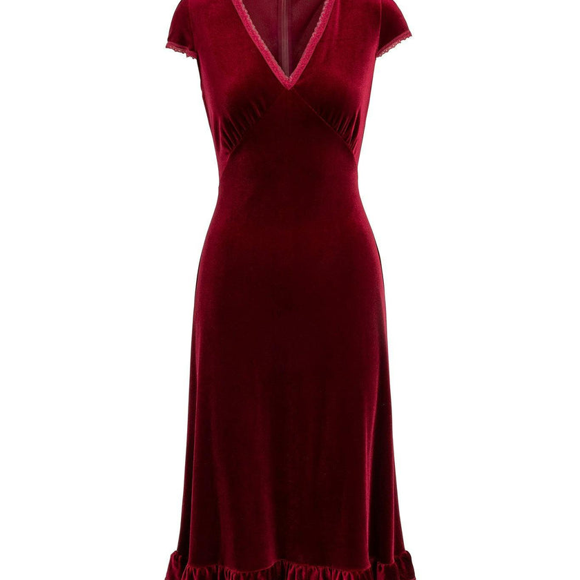 Livia Dress in Burgundy Velvet