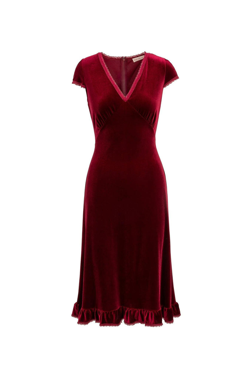 Livia Dress in Burgundy Velvet