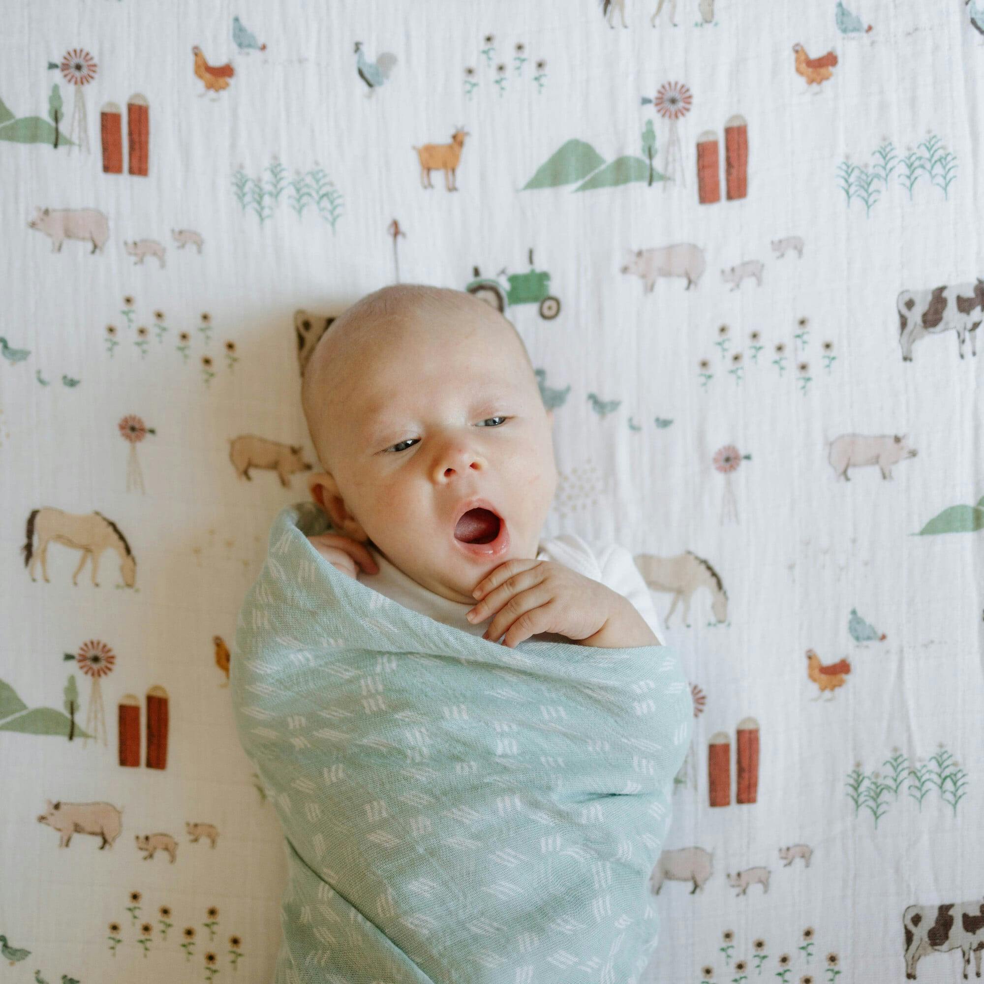 Cotton Muslin Swaddle Blanket - Misty Field