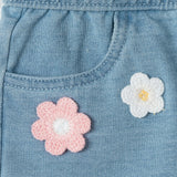 Girls Knit Denim Short | Crochet Flower