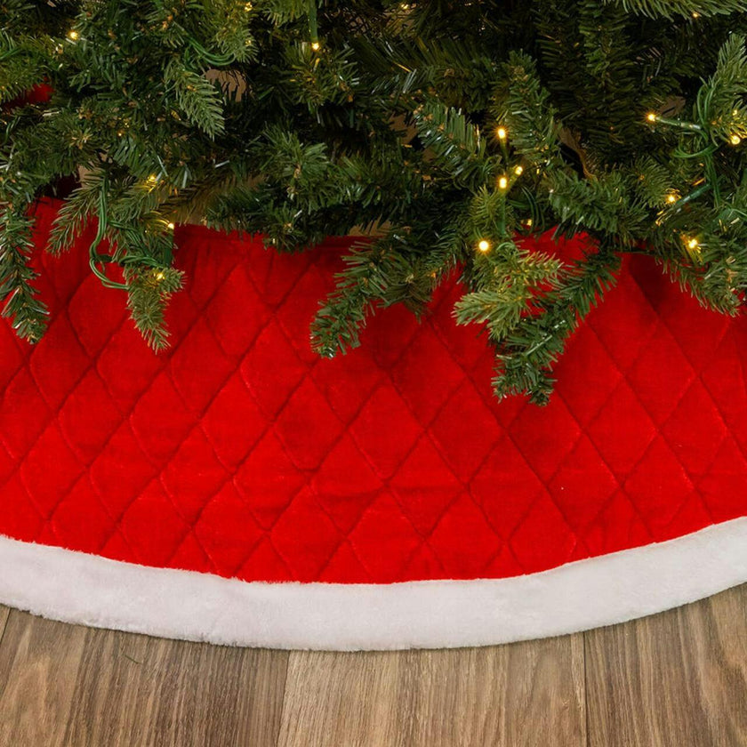 Kurt Adler luxurious 10 x24-Inch Quilted Red Velvet Tree Collar