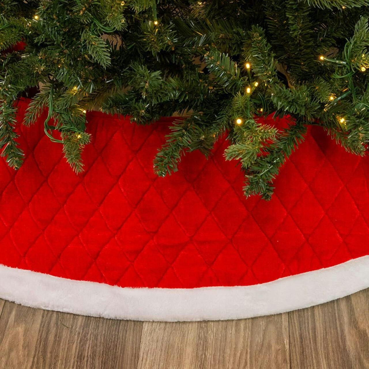 Kurt Adler luxurious 10 x24-Inch Quilted Red Velvet Tree Collar