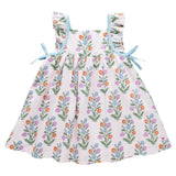 Girls Ailee Dress - Pink Dewdrop Block Print