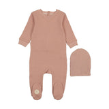 Cuddly in Cotton Footie & Hat Set Misty Rose