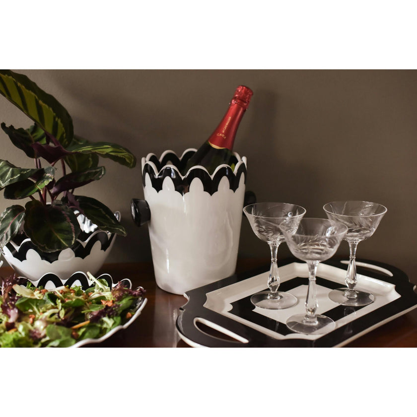 Black Arabesque Scallop Ice Bucket