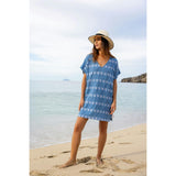 Capucine Mini Women's Caftan Sky White Embroidery, Sky Blue
