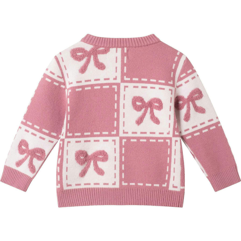 Infant Chenille Sweater Set with Headband| Pink Bows
