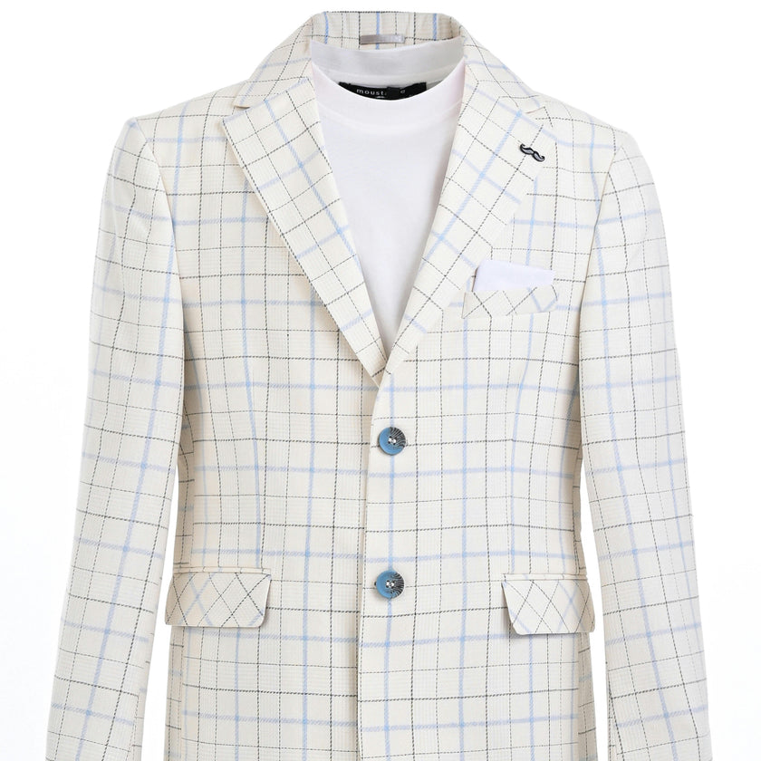 White Henry Checkered Blazer Suit Set