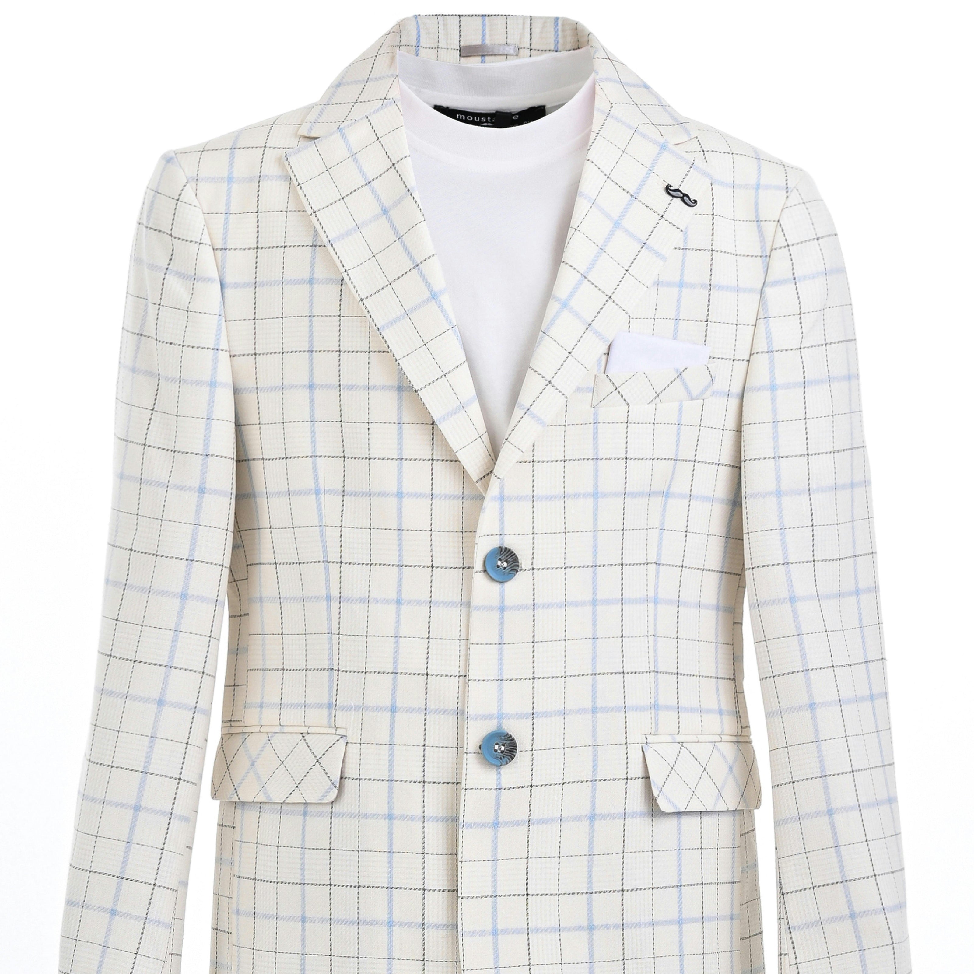 White Henry Checkered Blazer Suit Set