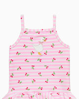 Baby Cherry Stripe Duck Swimsuit in Pink