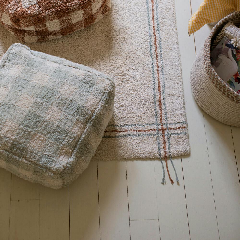Vichy Plush Tablecloth-Inspired Pouf