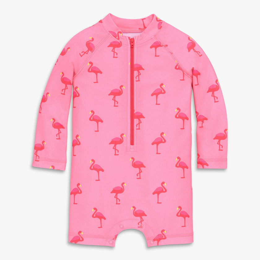 Clearance baby one-piece rash guard in flamingos