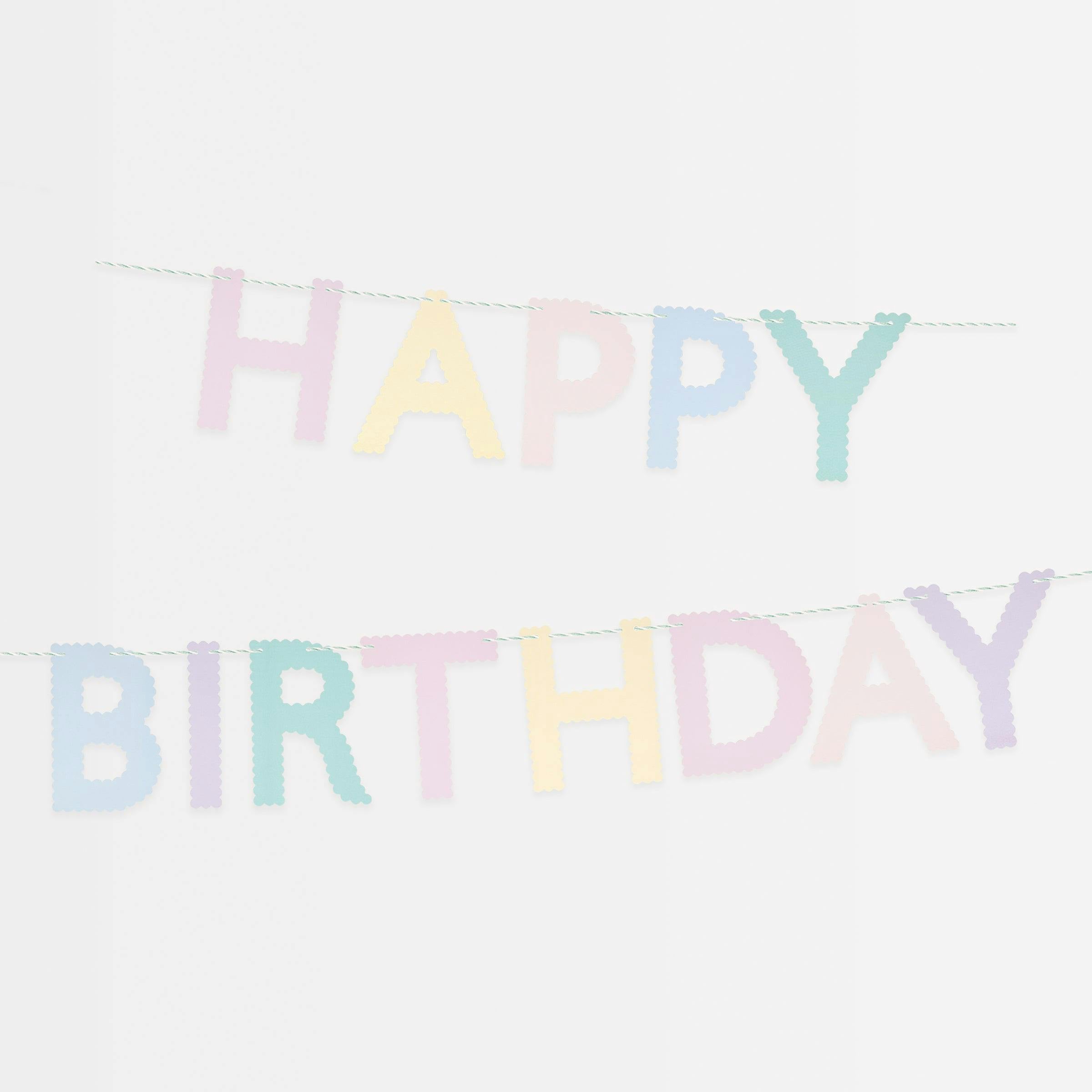 Scallop Pastel Happy Birthday Garland