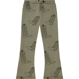 All-Over Cowgirl Boots Print Flared Pants