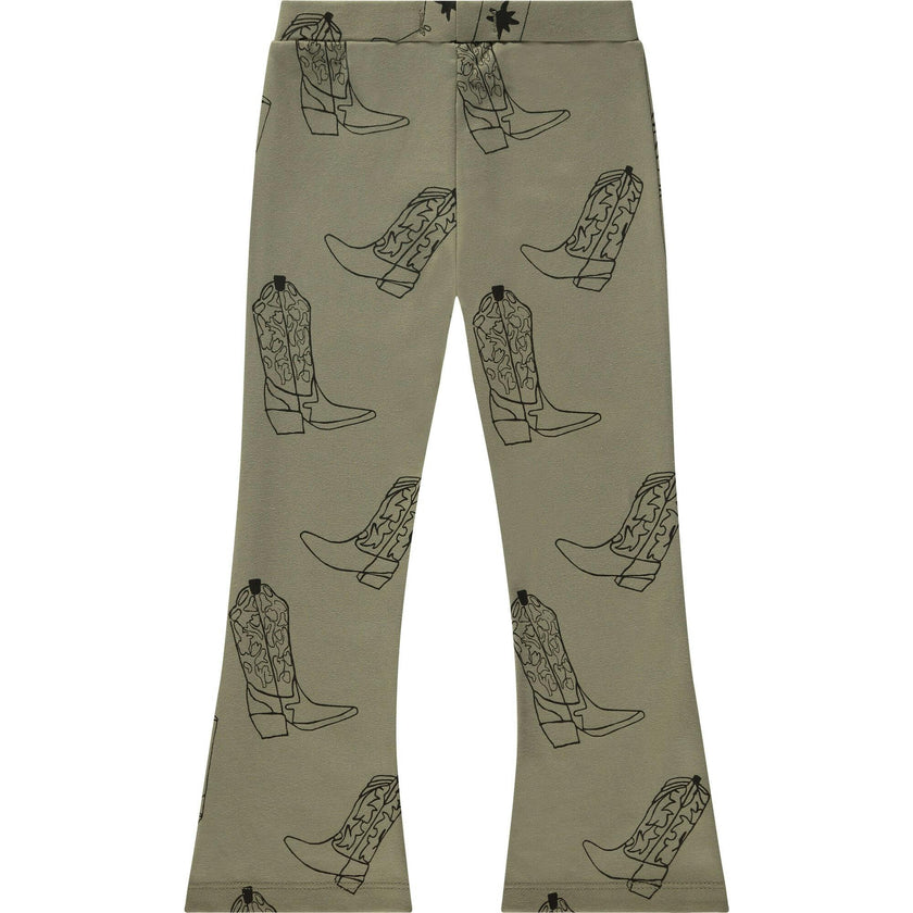 All-Over Cowgirl Boots Print Flared Pants