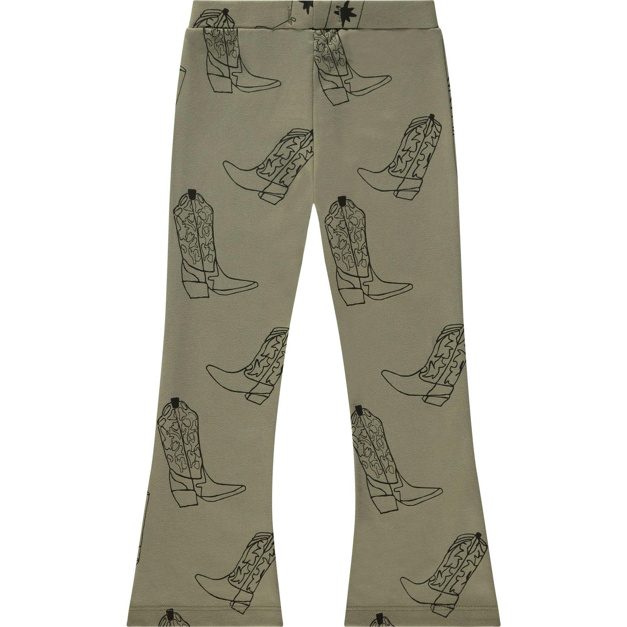 All-Over Cowgirl Boots Print Flared Pants