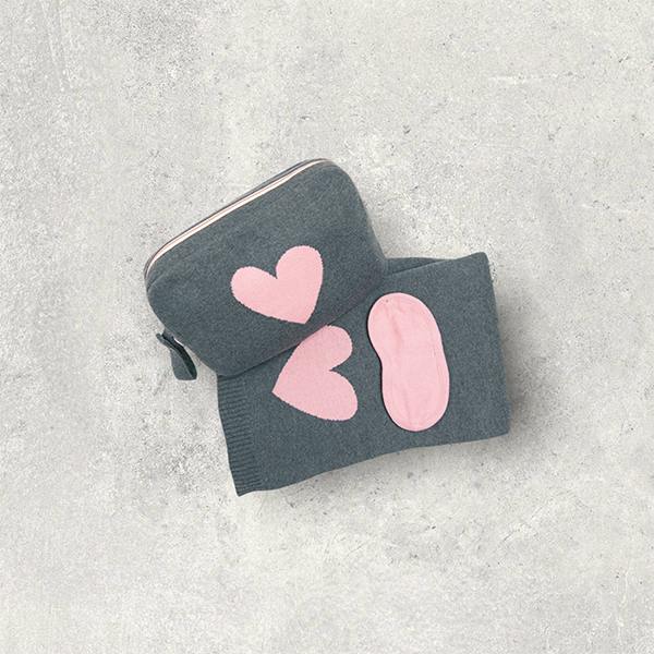 Hearts Reversible Blanket Travel Set