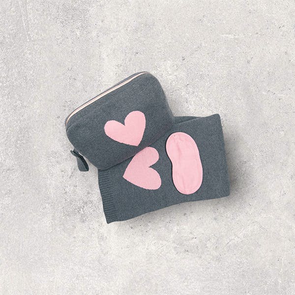 Hearts Reversible Blanket Travel Set