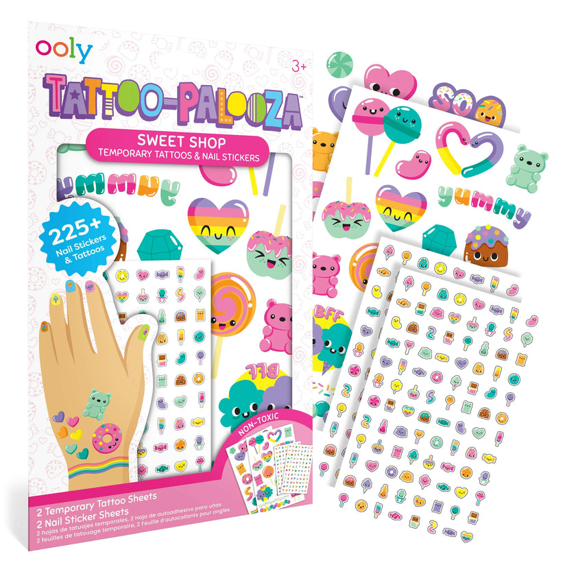 Tattoo-Palooza Temporary Tattoos & Nail Stickers - Sweet Shop - 225+