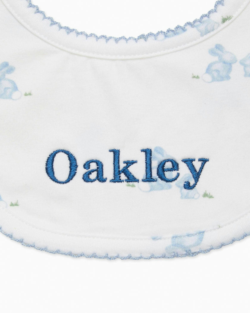 Baby Bib in Pale Blue Bunny