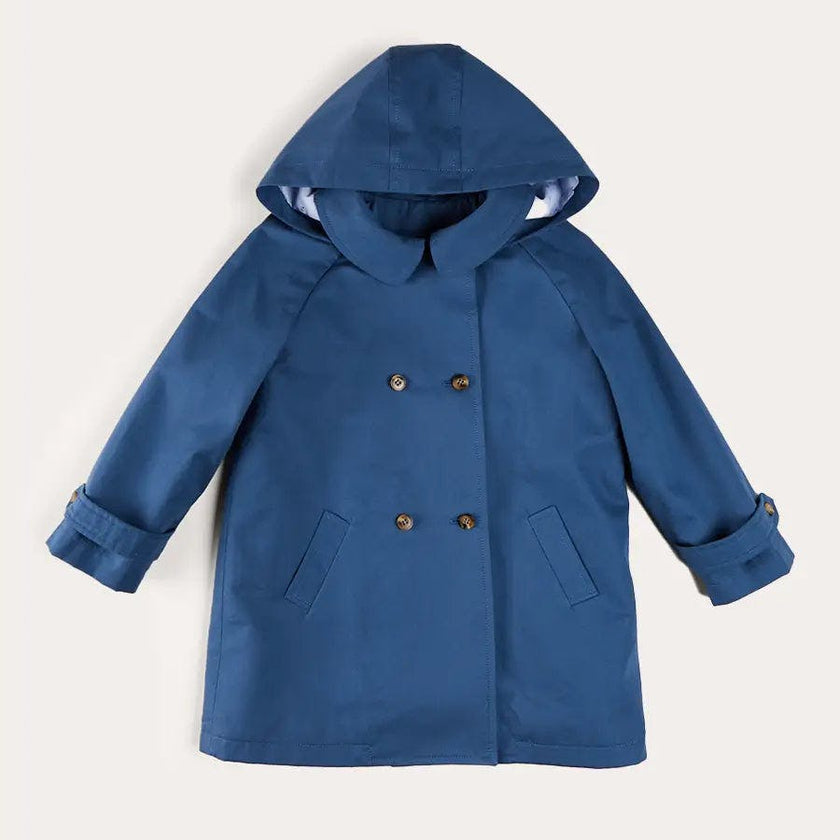 Double Breasted Coat With Detachable Hood in Blue (18mths-10yrs)