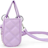 Quilted Rectangle Bow Charm Handbag
