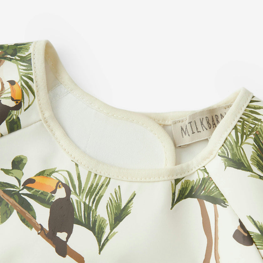 White Long Sleeve Pocket Bib