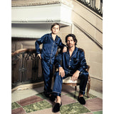 Men's Silk Pajama Set in Navy