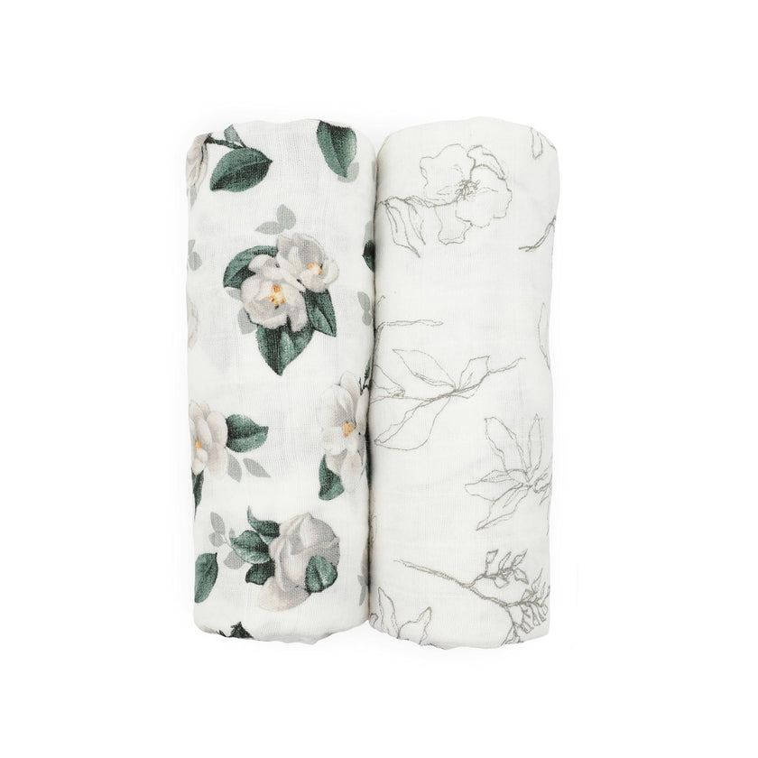 Organic Cotton Muslin Swaddle Blanket 2 Pack - Magnolia
