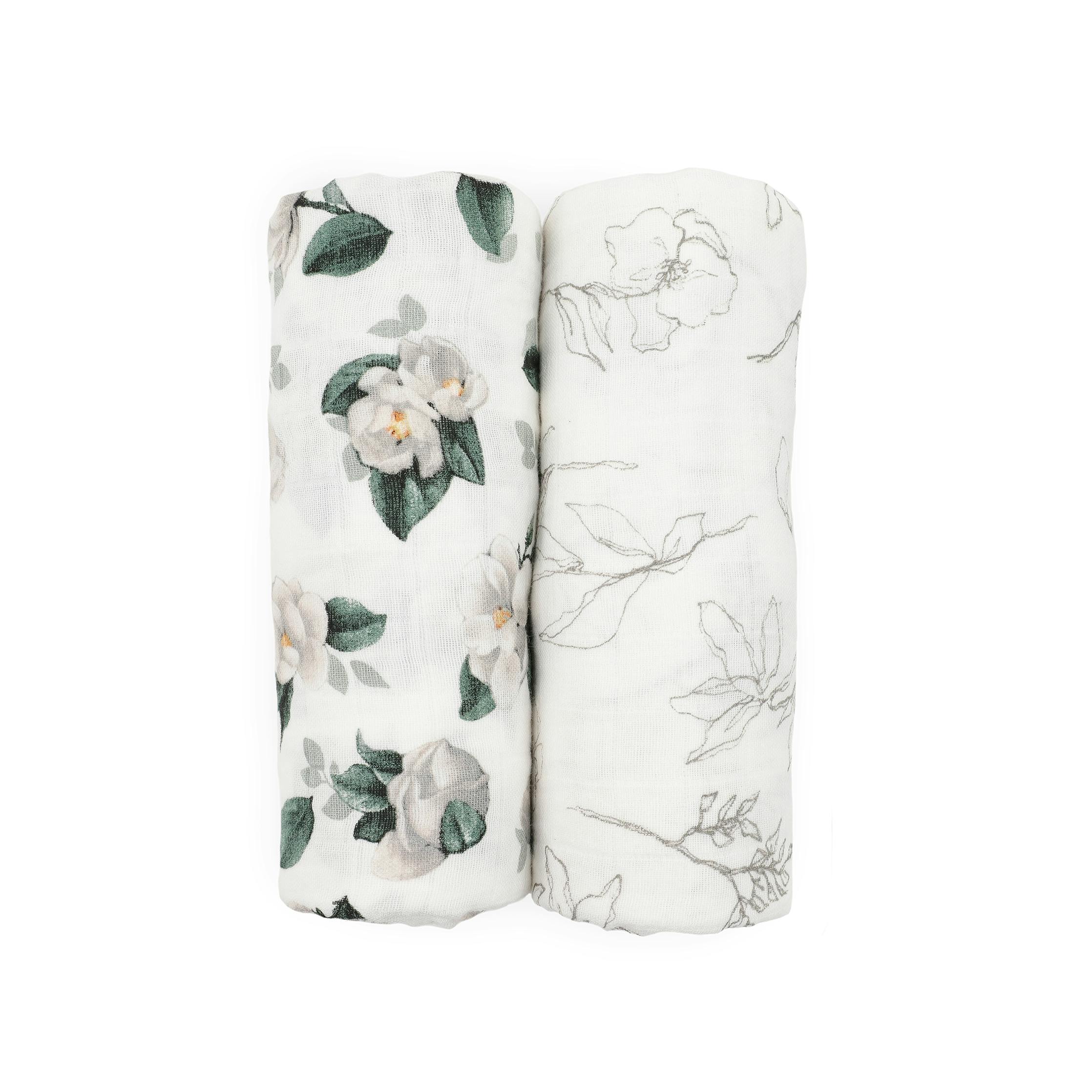 Organic Cotton Muslin Swaddle Blanket 2 Pack - Magnolia